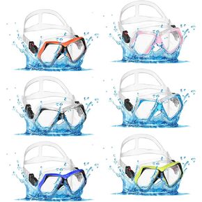 Chuangdi 6 Pcs Diving Mask Diving Goggles with Nose Cover Swim Mask Scuba Mask Anti Fog Scuba Tempered Glass Dive Mask Adult Swim Goggles for Diving Snorkeling Swimming Freediving, 6 Color in Saudi Arabia
