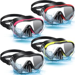 4 Pcs Snorkeling Goggles for Adults Scuba Diving Mask Anti Fog Dive Mask Snorkeling Gear for Men Women Panoramic Swimming Goggles with Nose Cover for Diving, Swimming (Black, Yellow, Red, Rose Red) in Saudi Arabia