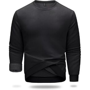 Boladeci Men's Sweatshirt Fleece Lined Crewneck No Hood Long Sleeve Winter Thermal Workout Casual Pullover Sweat-Shirts