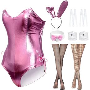 Womens Bunny Girl Senpai Cosplay Costume Outfit Anime Role Cosplay One Piece Bodysuit with Bunny Ear Stockings Set