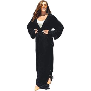 BlaQ Vault Women's Floor Length Open Front Knit Cardigan Dress - Long Sleeve Maxi Dress - Cardigan for Women