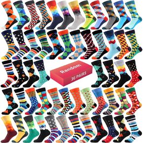 WeciBor 36 Pairs Funny Random Pattern Socks Colorful Cotton Crazy Socks for Unisex Bulk Wholesale