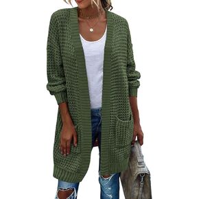 Zeagoo Women's 2024 Fall Open Front Cardigan Long Batwing Sleeve Chunky Knit Sweater Loose Outerwear Coats with Pockets in Saudi Arabia