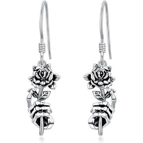 Seiyang Skull Earrings Sterling Silver Skull Rose/Hand/Crown/Cyberpunk/Samurai Drop Earrings for Women Men (with Gift Box) in Saudi Arabia
