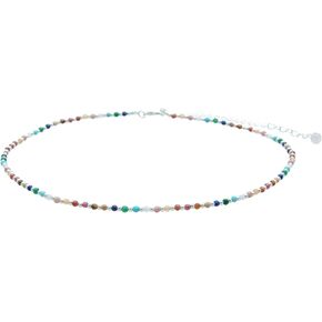 Lotus and Luna 2MM Master Healer Energy Chakra Healing Dainty Necklace with Real Stones Jade, Pearl, Rose Quartz, Amethyst, Moonstone
