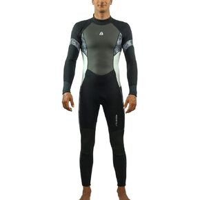 Wetsuits for Men by Aqua Polo | Fullbody 3/2 Neoprene Wetsuit with Shark Skin Chest Panel | Super Stretch Neck Cuffs Ankles