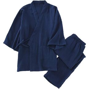 Shanghai Story Japanese Style Two-Piece Suit Cotton Bathrobe Pajamas Kimono Bathrobes Sleepwear for Couple
