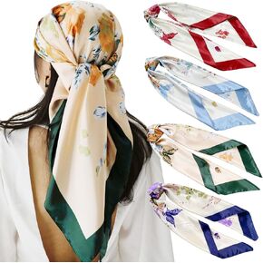 35" Large Square Satin Head Scarf - Silk Hair Scarf Square Hair Bandanas Large Scarf Sleeping Head Wraps Neck Scarf for Women