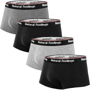 ملابس داخلية للرجال من Natural Feelings سراويل داخلية للرجال مقاس 1.5 بوصة بدون ذبابة بوكسر 4 عبوات