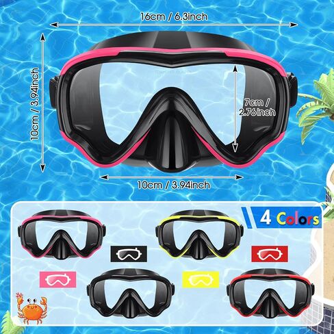 4 Pcs Snorkeling Goggles for Adults Scuba Diving Mask Anti Fog Dive Mask Snorkeling Gear for Men Women Panoramic Swimming Goggles with Nose Cover for Diving, Swimming (Black, Yellow, Red, Rose Red) in Saudi Arabia