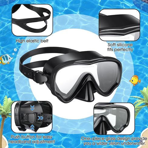 4 Pcs Snorkeling Goggles for Adults Scuba Diving Mask Anti Fog Dive Mask Snorkeling Gear for Men Women Panoramic Swimming Goggles with Nose Cover for Diving, Swimming (Black, Yellow, Red, Rose Red) in Saudi Arabia