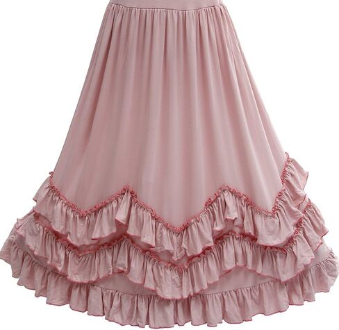 فستان بناتي طويل بكشكشة بوهو وردي اللون دانتيل بأكمام طويلة وكشكشة دوارة فستان طويل من القطن للصيف in Kuwait