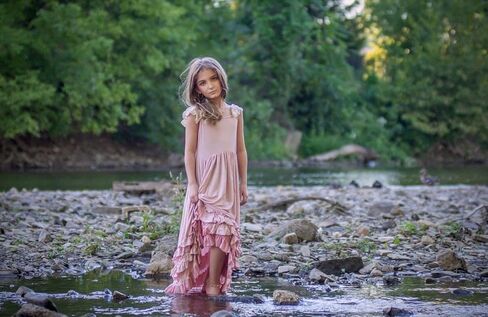 فستان بناتي طويل بكشكشة بوهو وردي اللون دانتيل بأكمام طويلة وكشكشة دوارة فستان طويل من القطن للصيف in Kuwait