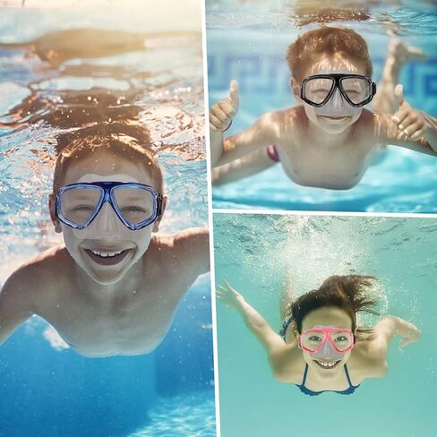 نظارات سباحة مع غطاء انف وسدادات اذن للسباحة - نظارات حمام السباحة من الزجاج المقوى مع غطاء انف - قناع غوص شفاف للاطفال والشباب - قناع غوص سكوبا مضاد للضباب مع غطاء انف - 3 قطع in Kuwait
