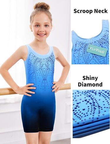 ملابس الجمباز Flypigs للفتيات الصغيرات بدون أكمام لامعة قطعة واحدة ملابس رقص الباليه in Kuwait