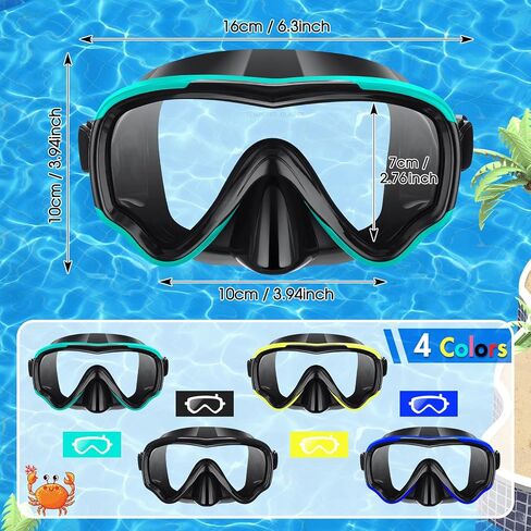 4 Pcs Snorkeling Goggles for Adults Scuba Diving Mask Anti Fog Dive Mask Snorkeling Gear for Men Women Panoramic Swimming Goggles with Nose Cover for Diving, Swimming (Black, Yellow, Blue, Green) in Saudi Arabia