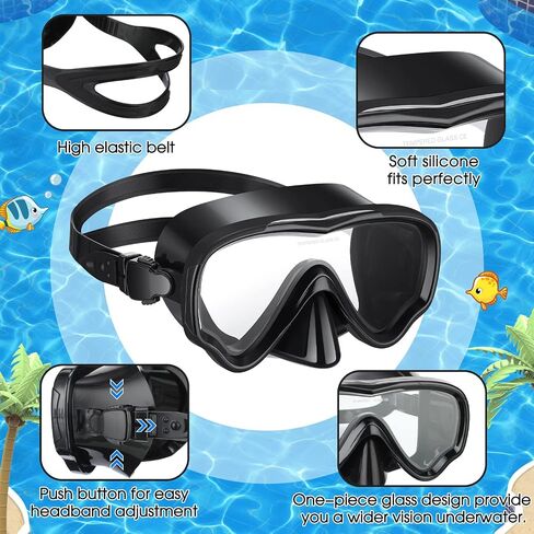 4 Pcs Snorkeling Goggles for Adults Scuba Diving Mask Anti Fog Dive Mask Snorkeling Gear for Men Women Panoramic Swimming Goggles with Nose Cover for Diving, Swimming (Black, Yellow, Blue, Green) in Saudi Arabia
