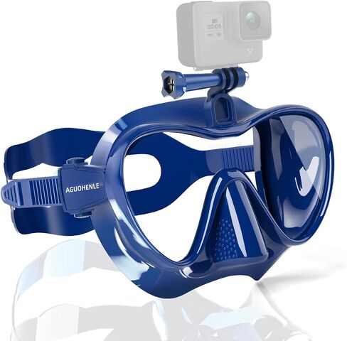قناع غص قناع غوص بدون إطار مع حامل لـ Gopro، نظارات عدسة مقسى مضادة للضباب، قناع سباحة للغوص، مجموعة معدات الغطس للغوص، والغطس، والغوص الحر، والسباحة للبالغين in Kuwait