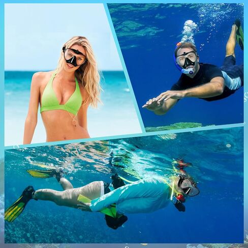 قناع غص قناع غوص بدون إطار مع حامل لـ Gopro، نظارات عدسة مقسى مضادة للضباب، قناع سباحة للغوص، مجموعة معدات الغطس للغوص، والغطس، والغوص الحر، والسباحة للبالغين in Kuwait