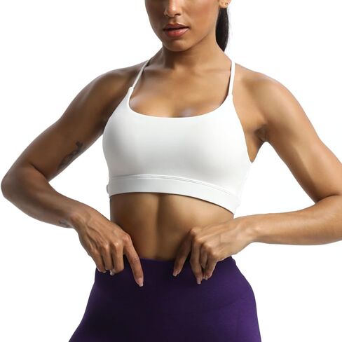 Aoxjox Women's Workout Sports Bras Fitness Julie Crossback Thin Straps Padded Low Impact Bra Yoga Crop Tank Top in Saudi Arabia