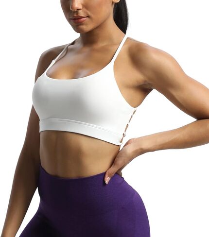 Aoxjox Women's Workout Sports Bras Fitness Julie Crossback Thin Straps Padded Low Impact Bra Yoga Crop Tank Top in Saudi Arabia
