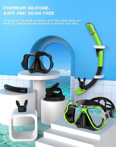 Greatever Dry Snorkel Set,Panoramic Wide View,Anti-Fog Scuba Diving Mask,Professional Snorkeling Gear for Adults in Saudi Arabia