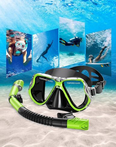 Greatever Dry Snorkel Set,Panoramic Wide View,Anti-Fog Scuba Diving Mask,Professional Snorkeling Gear for Adults in Saudi Arabia