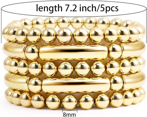 Elegance 11 designs Chunky Gold Beaded Bracelets For Women Bangles Stretch Bead Stackable Plated Trendy Bracelet in Kuwait