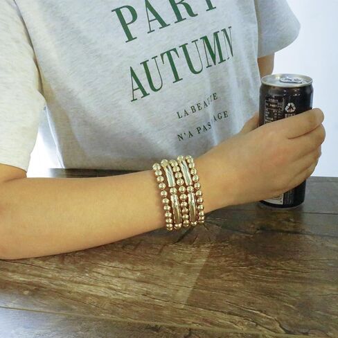 Elegance 11 designs Chunky Gold Beaded Bracelets For Women Bangles Stretch Bead Stackable Plated Trendy Bracelet in Kuwait