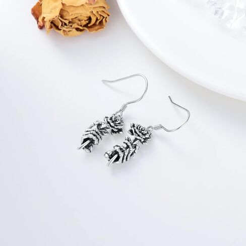 Seiyang Skull Earrings Sterling Silver Skull Rose/Hand/Crown/Cyberpunk/Samurai Drop Earrings for Women Men (with Gift Box) in Kuwait