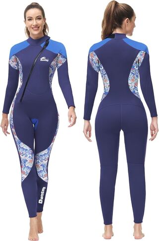 PROTAURI Wetsuit Women 3MM，Thicker Neoprene Diving Suit Front Zip Keep Warm in Cold Water, One Piece Full Body Wetsuits Long Sleeves Swimsuit UV Protection for Surfing/Scuba/Snorkeling/Swimming in Kuwait