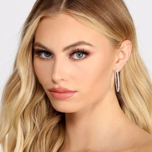 PRETOLE 3 Pairs 925 Sterling Silver Hoops Earrings for Women, Sterling Silver Large Rhinestone Hoop Earrings with Cubic Zirconia Lightweight Hypoallergenic Big Sterling Silver Earrings Set for Women in Kuwait