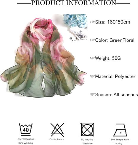 Geoxury Scarfs for Women Lightweight Floral Pattern Scarfs Fashion Scarves Elegant Sunscreen Shawls Wraps for Ladies in Kuwait