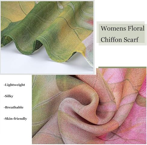 Geoxury Scarfs for Women Lightweight Floral Pattern Scarfs Fashion Scarves Elegant Sunscreen Shawls Wraps for Ladies in Kuwait