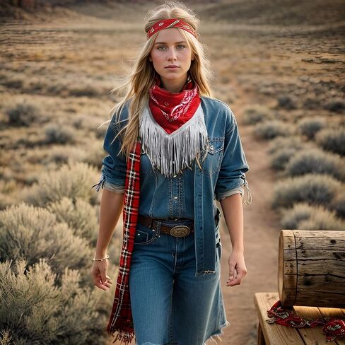 Jdlsppl Women's Fringe Bandana Lightweight Shawl Square Headband Disco Bachelorette Party Tribal Western Cowgirl Scarf in Saudi Arabia