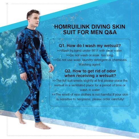 Homruilink Men's Spearfishing Wetsuits,3MM Camouflage One Piece Neoprene Diving Suit/Two-Pieces Hooded Snorkeling Suit for Freediving Snorkeling Swimming Full Wetsuit in Kuwait