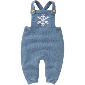 IDOPIP Baby Boy Girl Sweater Romper Christmas Snowflake Romper Overalls Knitted Suspender Jumpsuit Pants Winter Fall Outfit in Kuwait
