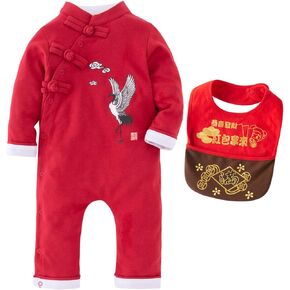 LXKIKMM Baby Toddler Chinese De Stijl Rompers New Year Genre Jumpsuit Outfit