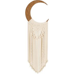 مكرمية خشبية للتعليق على الحائط على شكل هلال وقمر | صائد الاحلام، نسيج قمر | ديكور حائط بوهو، ديكور غرفة ايندي | ديكور بوهو انيق لغرفة النوم in Kuwait