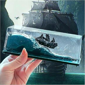 SVICCOOKQ Cruise Ship Fluid Drift,Bottle Unsinkable Boat Decoration-Black Pearl Unsinkable Titanic Toy Ghost Ship Black Pearl Ship in A Bottle Fluid Liquid Drift Bottle in a Box Gifts for Home Desk in Saudi Arabia