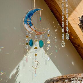 Moon Wind Chimes with Amethyst Tree for Purple Room Decor Aesthetic, Hanging Crystal Decor for Home Decor Wall, Purple Bedroom Decor for Women, Home Wall Decor,Unique Gifts for Women or Teen Girls in Kuwait