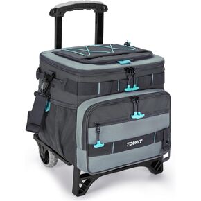 TOURIT Collapsible 48-Can Leak-Proof Insulated Rolling Cooler with All-Terrain Cart, Upgraded Fixtures and New Wheels Suitable for Beach, Picnic, Shopping