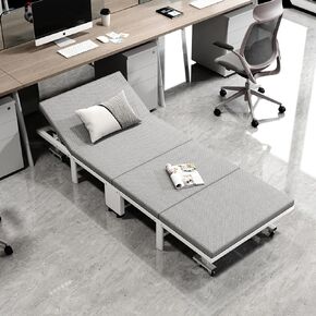 سرير قابل للطي مع مرتبة للبالغين من PODINAH، سرير ضيوف محمول قابل للطي مع 5 أوضاع مسند ظهر قابل للتعديل، سرير متدحرج بإطار فولاذي مقوى قابل للطي، مثالي للمكتب والمهاجع والتخييم in Kuwait