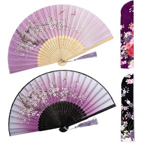 مراوح يدوية قابلة للطي من حرير الخيزران من أماجيجي للنساء، ابق هادئًا وأنيقًا مع مراوح محمولة - مثالية لحفلات الزفاف والحفلات والعروض (ساكورا الوردي والأرنب المزدوج الوردي) in Kuwait