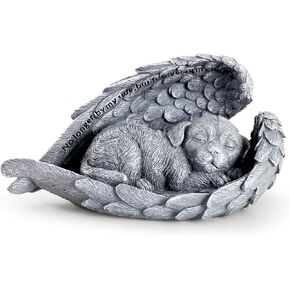 Angel Pet Memorial Stone for Dogs, Indoor Outdoor Dog Memorial Gifts and Pets Loss Gifts Garden Dog Grave Memorial Stone (Grey)