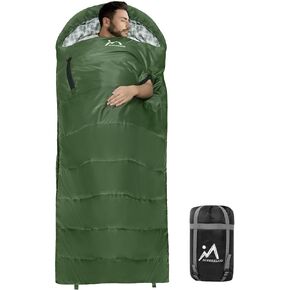 حقيبة نوم للتخييم يمكن ارتداؤها للبالغين والأطفال مع غطاء للرأس، قطن 400 جرام في المتر المربع من الفلانيل خفيف الوزن مقاوم للماء 3 فصول الطقس الدافئ والبارد لحقيبة الظهر والمشي لمسافات طويلة والداخل والخارج، مع كيس ضغط in Kuwait