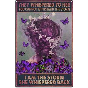 Girl I Am The Storm Tin Sign Vintage Art Wall Decor Sign Home Kitchen Bar Patio Cave Funny Decor 12X16inch/Tin Sign in Kuwait
