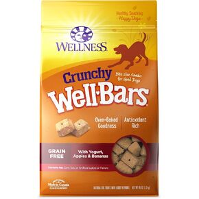 Wellness WellBars حلوى مقرمشة خالية من الحبوب للكلاب، زبادي، تفاح وموز، صندوق 20 أونصة in Kuwait