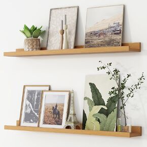 Picture Ledge Shelf, Floating Shelves Set of 2, 48 Inches Long Large Nursery Book Shelves for Toys Storage, Kids Bookshelf Wall Mounted for Living Room Bedroom Decor Books Photo Frames, Walnut in Kuwait