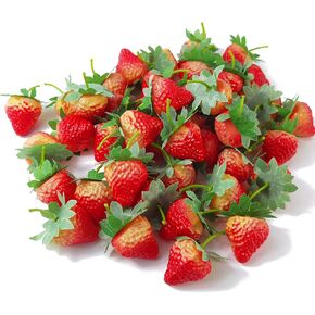روهو 45 قطعة من الفراولة الاصطناعية محاكاة واقعية من البلاستيك للفراولة المزيفة لتزيين غرفة الاطفال وديكور حفلات الزفاف والمهرجانات والتصوير الفوتوغرافي وسلة العرض in Kuwait